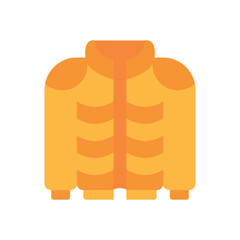 A simple cartoonlike illustration of a golden jacket with no zipper or buttons