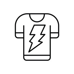 A simple illustration of a tshirt with a lightning bolt design on the front