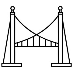 Bridge Suspension Outline line art vector