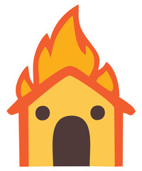 House on fire icon. Editable color vector