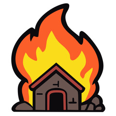 Burn house illustration. Editable color vector