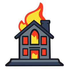 Burn high house. Editable color vector