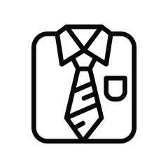 A thick line drawing of a dress shirt with a tie and pocket
