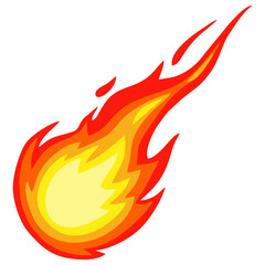 Fireball falling illustration. Editable color vector
