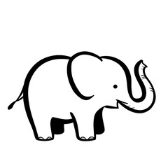 Obraz premium Asian Elephant. Asian Elephant simple black and white line art vector logo