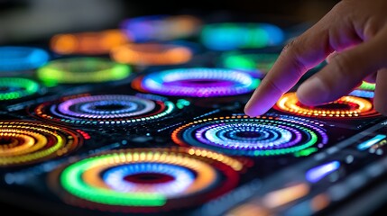 Professional Dj Mixing Console with Vibrant Colorful Lights and Touch Control