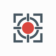 Abstract Target Icon with Red Center Focus Precision and Goal Achievement Represents Accurate Aim and Marketing Success