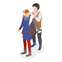 3D Isometric Flat Vector Set of Children Putting Clothes, Dressing Up. Item 3