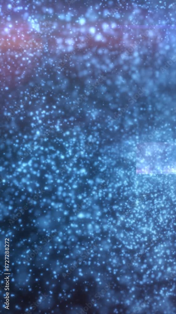 Poster abstract glowing blue particle field with sparkling lights, creating a dreamy futuristic cosmic atmo
