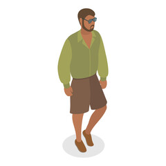 Obraz premium 3D Isometric Flat Vector Illustration of Men Clothing Set, Characters in Modern Apparel. Item 3