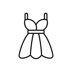 Outline of a short dress with straps a bodice and a flared skirt