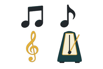 Music symbols and a metronome highlight the essence of rhythm and melody in a lively composition