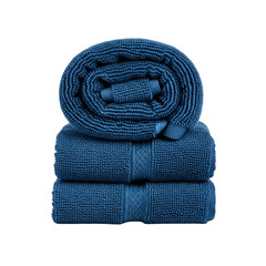 Luxurious Navy Blue Towel Set Spa Bath Linen Super Soft Cotton Bathroom Decor Elegant Textiles on transparent background