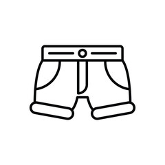 Simple line drawing of shorts with a button and belt loops
