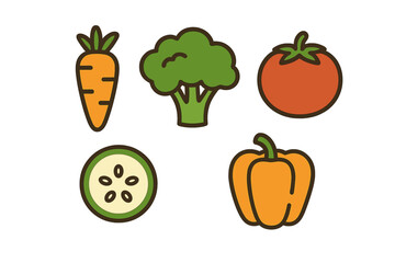 Fototapeta premium Colorful collection of fresh vegetables displayed on a neutral background with a playful design style