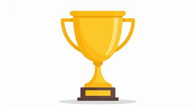 A vector illustration of a trophy cup with golden color flat design isolated on white background
