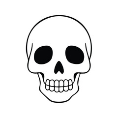 Fototapeta premium Simple Skull Outline: A minimalist black and white illustration of a human skull, representing the essence of mortality, perfect for design purposes and symbolic use.