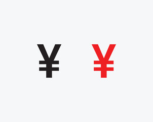 Obraz premium Yen currency symbol in black and red flat vector style. Useful for finance, banking, currency exchange, international business, fintech apps, education, and global economy concepts