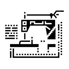 Obraz premium Sewing machine household appliance icon in digital mosaic effect style 