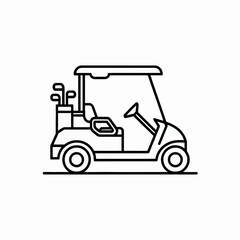 Golf Cart Line Art Vector Illustration for Golfing and Recreational Designs Perfect for Print and Digital Media Projects