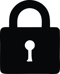 Iconic black silhouette of a padlock representing security safety protection and access control concept