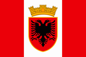 Proposed flag of Ilirida, a predominantly Albanian region in North Macedonia. Horizontal stripes red, black, yellow with single star.