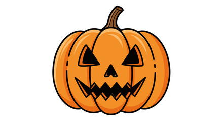 Fototapeta premium Spooky orange jack-o'-lantern pumpkin with carved scary face for Halloween holiday decor. An svg vector illustration isolated on transparent background.