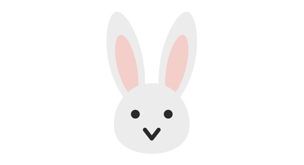 Cute white cartoon rabbit head graphic, a simple and adorable bunny face vector illustration, isolated on transparent background, perfect for children's designs.