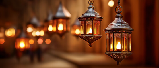 Soft lanterns glow in the night