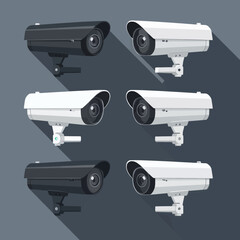 Modern Surveillance Cameras in Various Angles