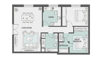 AutoCAD House Plan Vector Illustration – New Home Floor Plans for Interior and Exterior Construction AI EPS PNG JPEG
