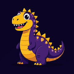 Obraz premium Playful Dinosaur in Bright Colors on Dark Background