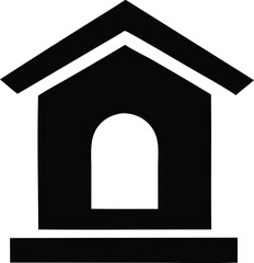 Fototapeta premium Simple silhouette of a dog house or pet shelter with arched doorway and gable roof icon design