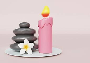 Relaxing Spa Scene with Candle, Stones, and Flower with background