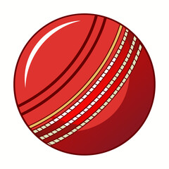Dynamic red cricket ball, a vector graphic, showcasing sport and recreation, perfect for cricket enthusiasts and sports-related content, evoking energy, competition and precision