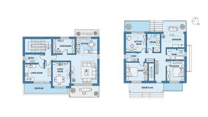 AutoCAD House Plan Vector Illustration – New Home Floor Plans for Interior and Exterior Construction AI EPS PNG JPEG
