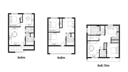 AutoCAD House Plan Vector Illustration – New Home Floor Plans for Interior and Exterior Construction AI EPS PNG JPEG
