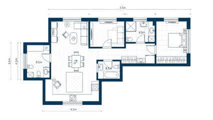 AutoCAD House Plan Vector Illustration – New Home Floor Plans for Interior and Exterior Construction AI EPS PNG JPEG
