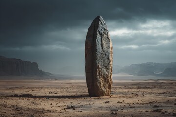 Tall stone monolith desert landscape rock