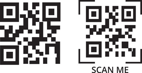 Scan me QR code icon vector. Fake template of qr code