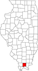 Detailed vector map of Illinois, USA, highlighting Johnson County. Ideal for data visualization and Southern Illinois forest reports.

