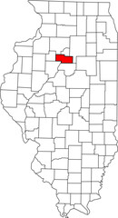 Detailed vector map of Illinois, USA, highlighting Marshall County. Ideal for data visualization and Central Illinois river region reports.

