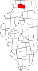 Detailed vector map of Illinois, USA, highlighting Ogle County. Ideal for data visualization and Northern Illinois river reports.

