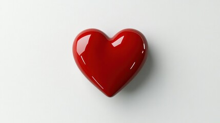 Obraz premium Glossy red heart shape on white background love symbol