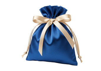 Obraz premium Isolated satin drawstring bag with beige ribbon, a jewelry pouch for small gifts and items