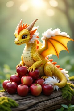 Little dragon with apple