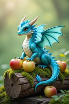Little dragon with apple