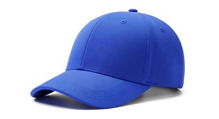 Closeup of a blue baseball cap isolated on white background
