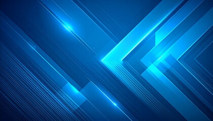Abstract background of layered, angled, glowing blue shapes with geometric elements