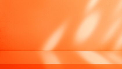 Orange background for autumn and halloween background. Fall season showroom, halloween studio background. Autumn sale promotion stand.